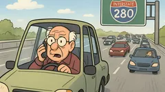 Joke: A senior citizen drives I-280