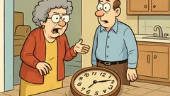 Joke: My wife says the kitchen clock nearly